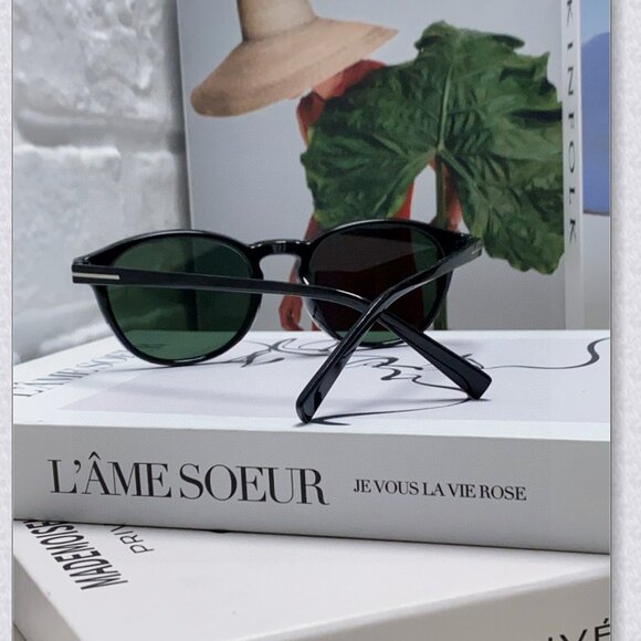 Tom Ford Round Acetate Sunglasses - Black, Green Lenses main image 7